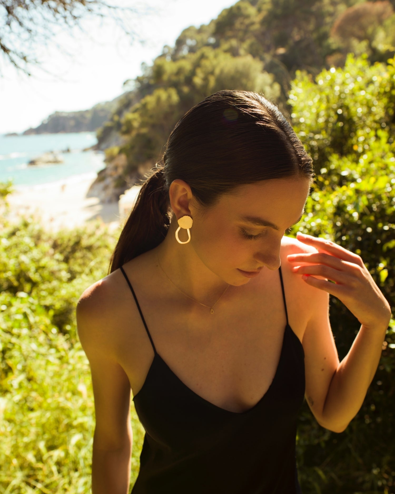 14k gold seashell chandelier earrings