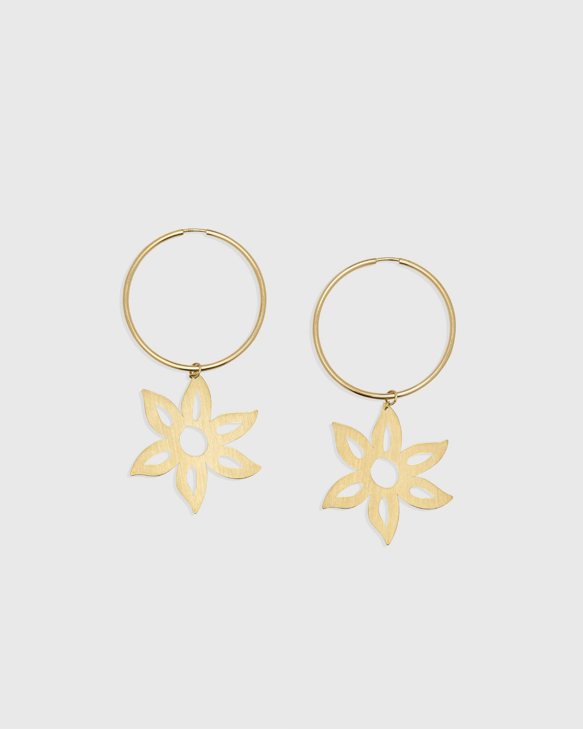 Large yellow gold flower hoop earrings