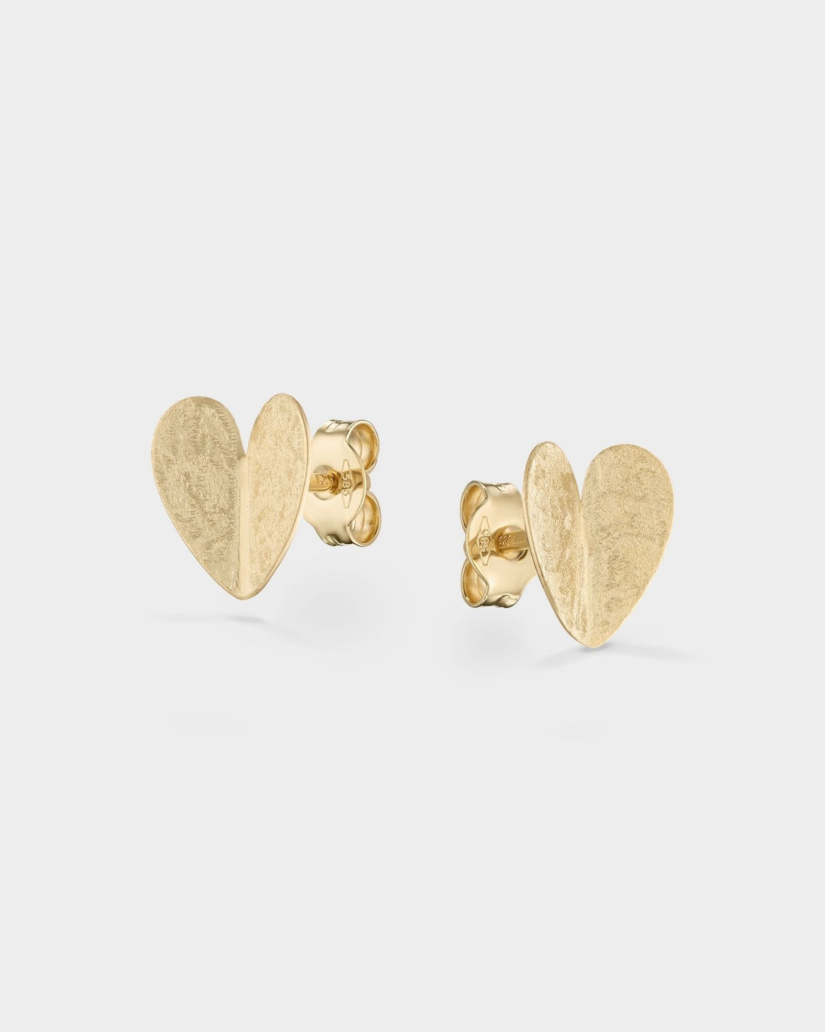 Yellow gold mini heart stud earrings