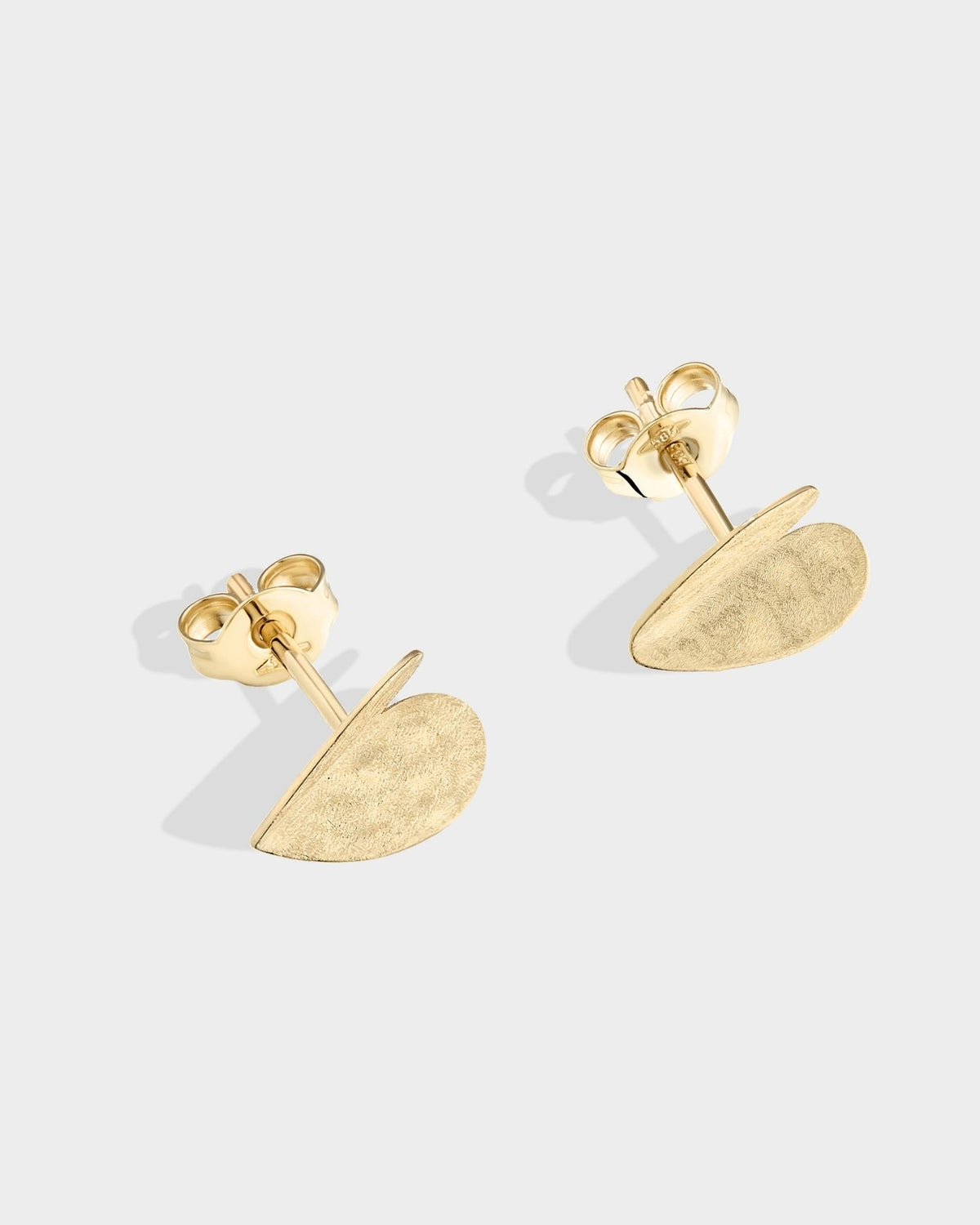 Yellow gold mini heart stud earrings