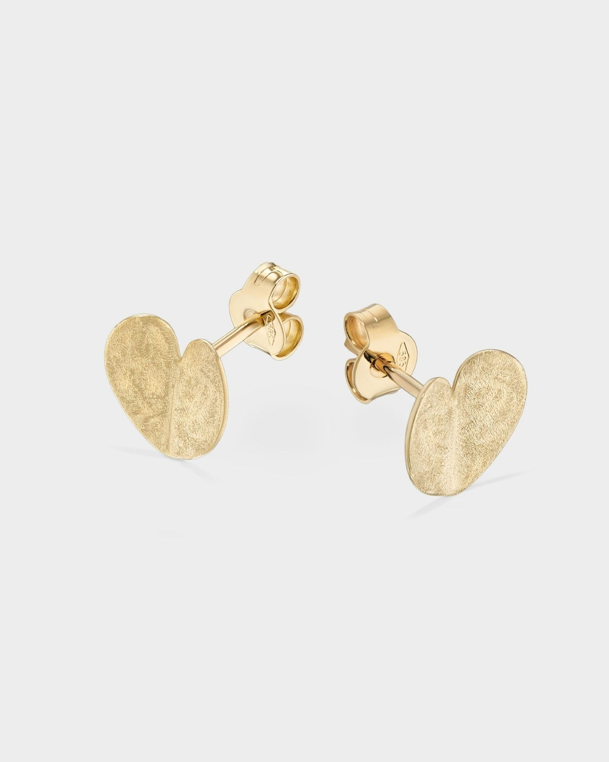 Yellow gold mini heart stud earrings