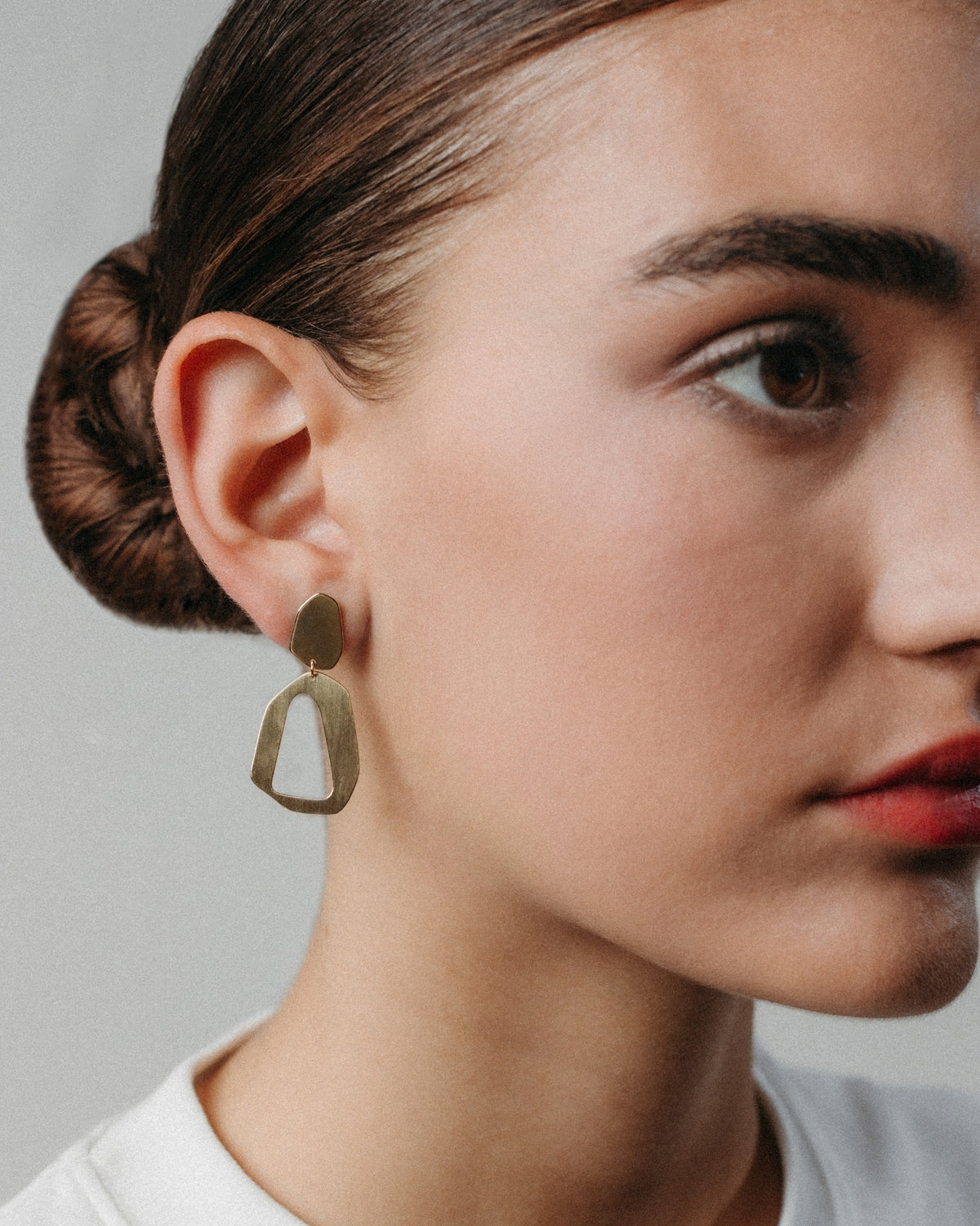 Long yellow gold Rough earrings