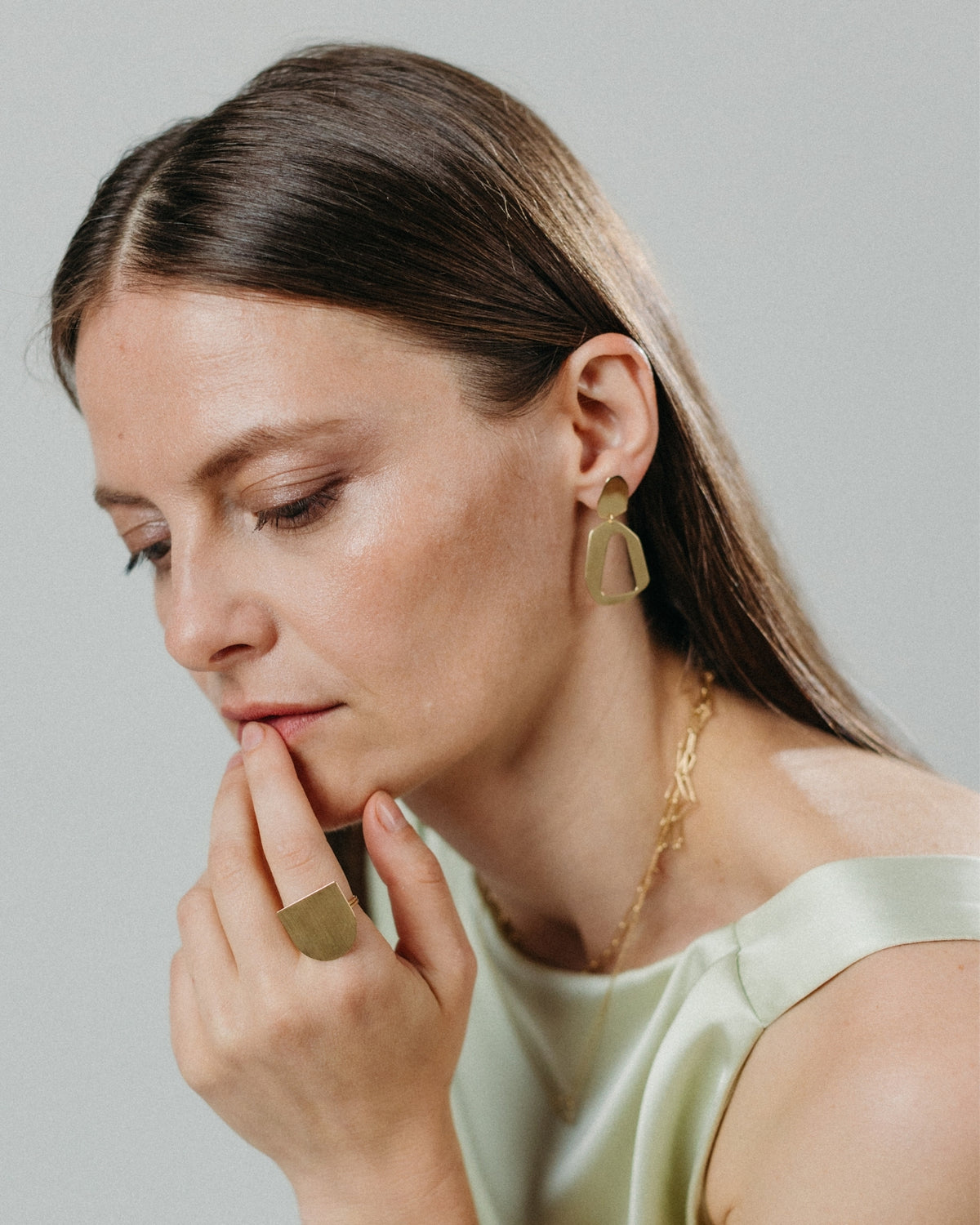 Long yellow gold Rough earrings