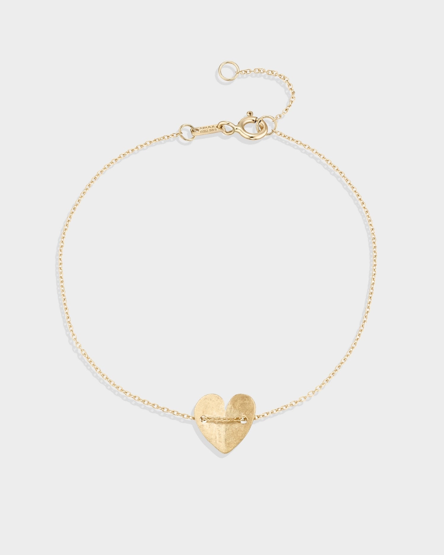 Yellow gold solid heart bracelet
