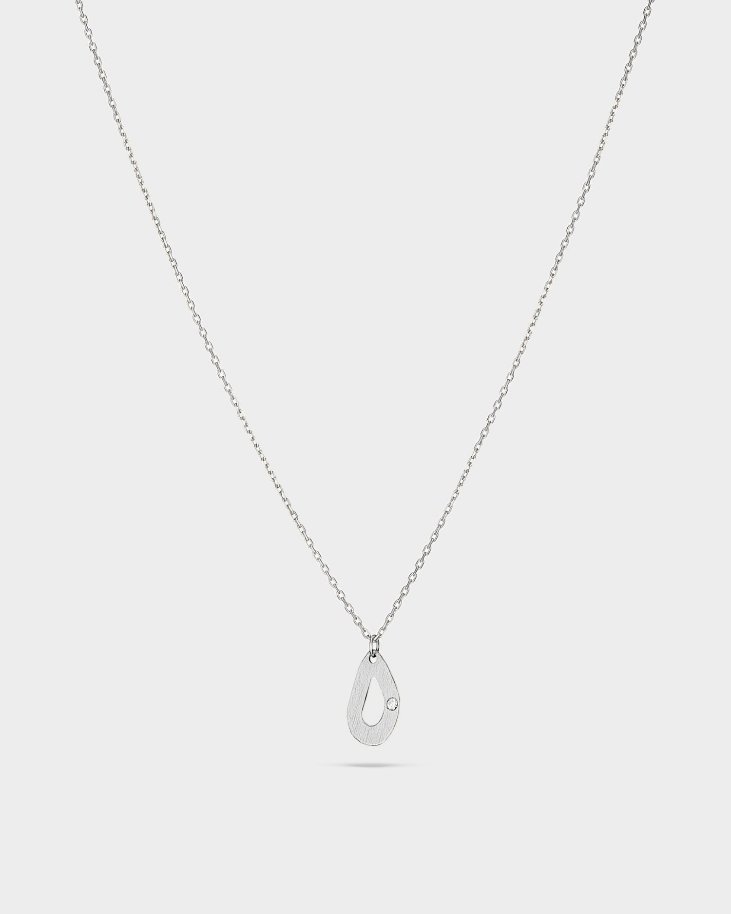 14k white gold mini seashell necklace with natural diamond