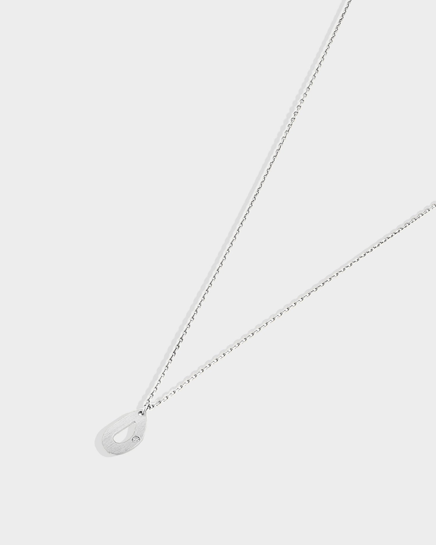 14k white gold mini seashell necklace with natural diamond