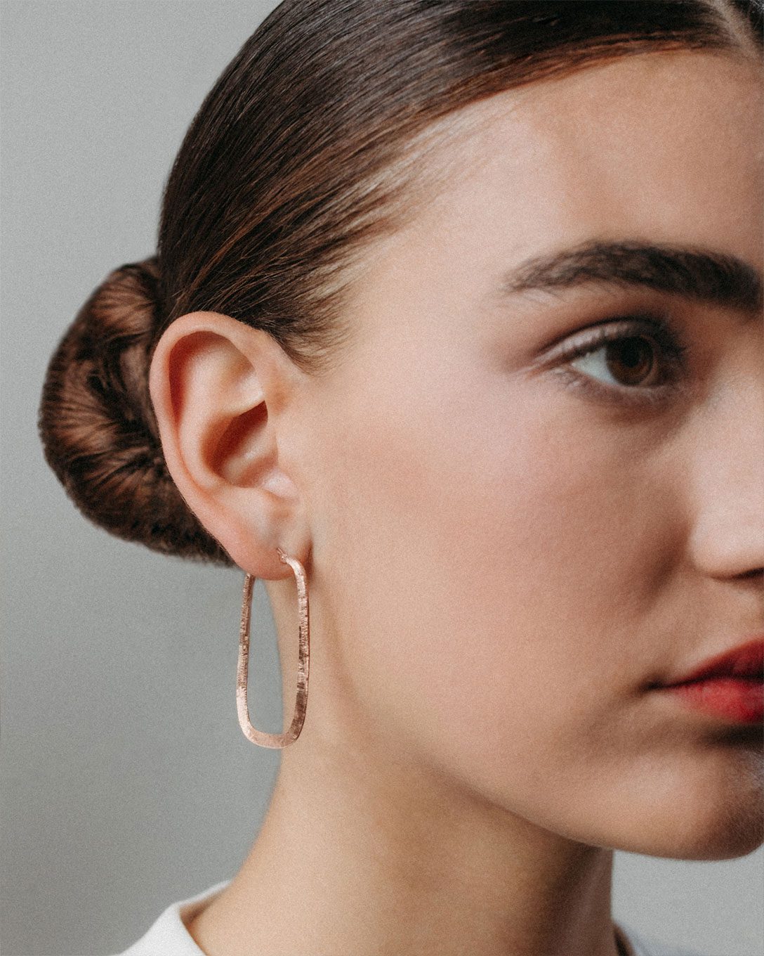 Cercei Brushed XL din aur rose