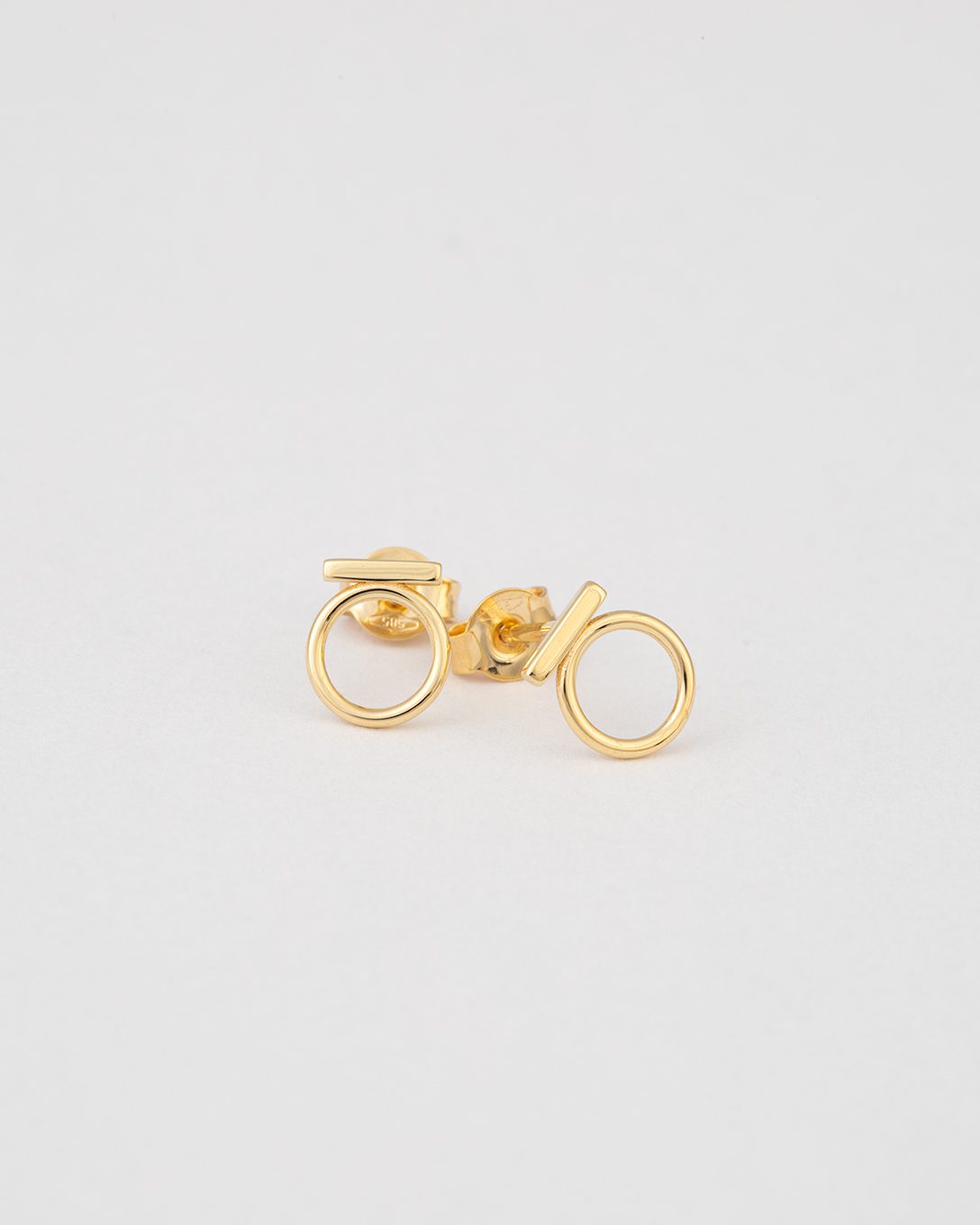 Cercei circle and line din aur galben