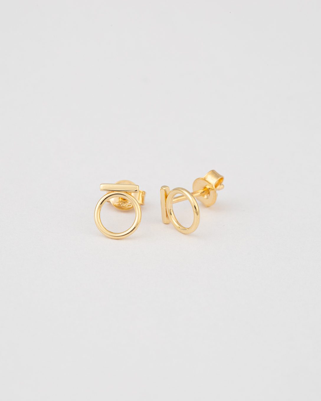 Cercei circle and line din aur galben