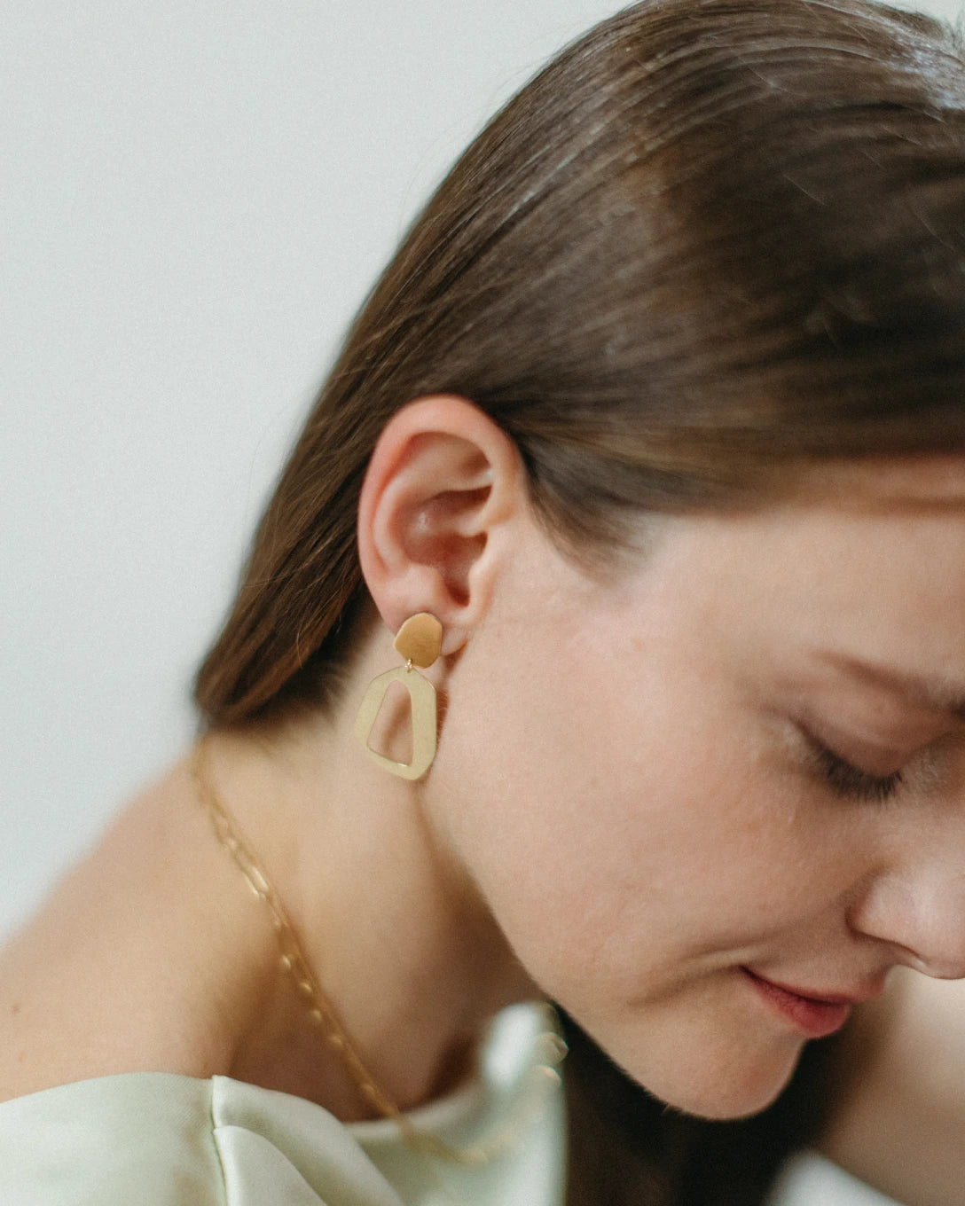 Long yellow gold Rough earrings