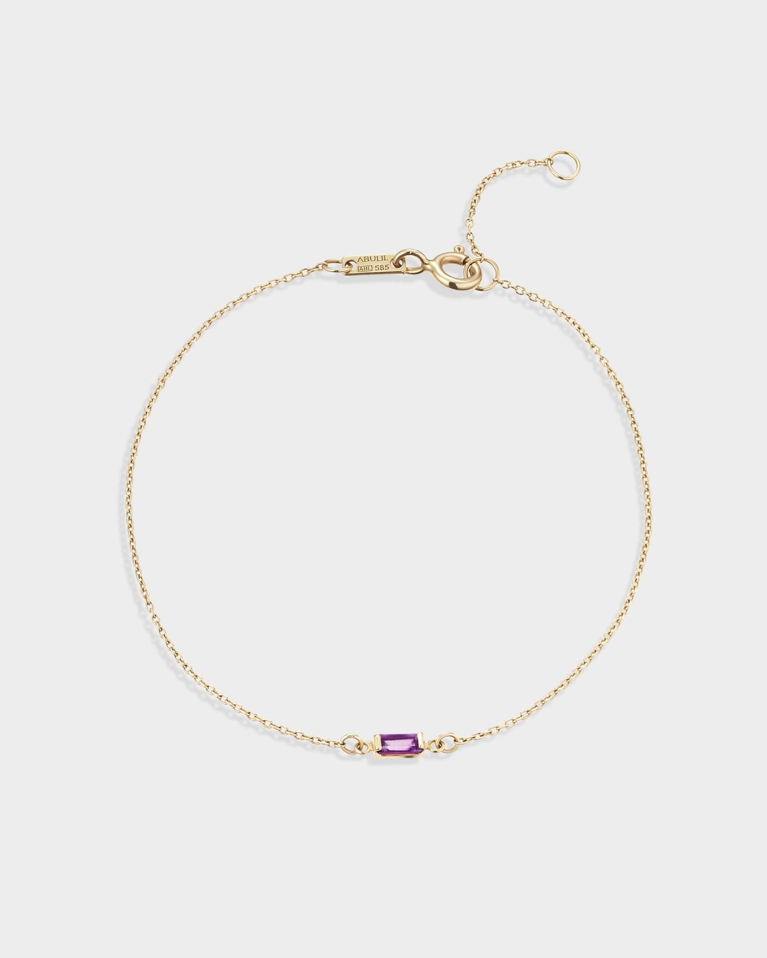 Baguette 14k gold bracelet with amethyst gemstone