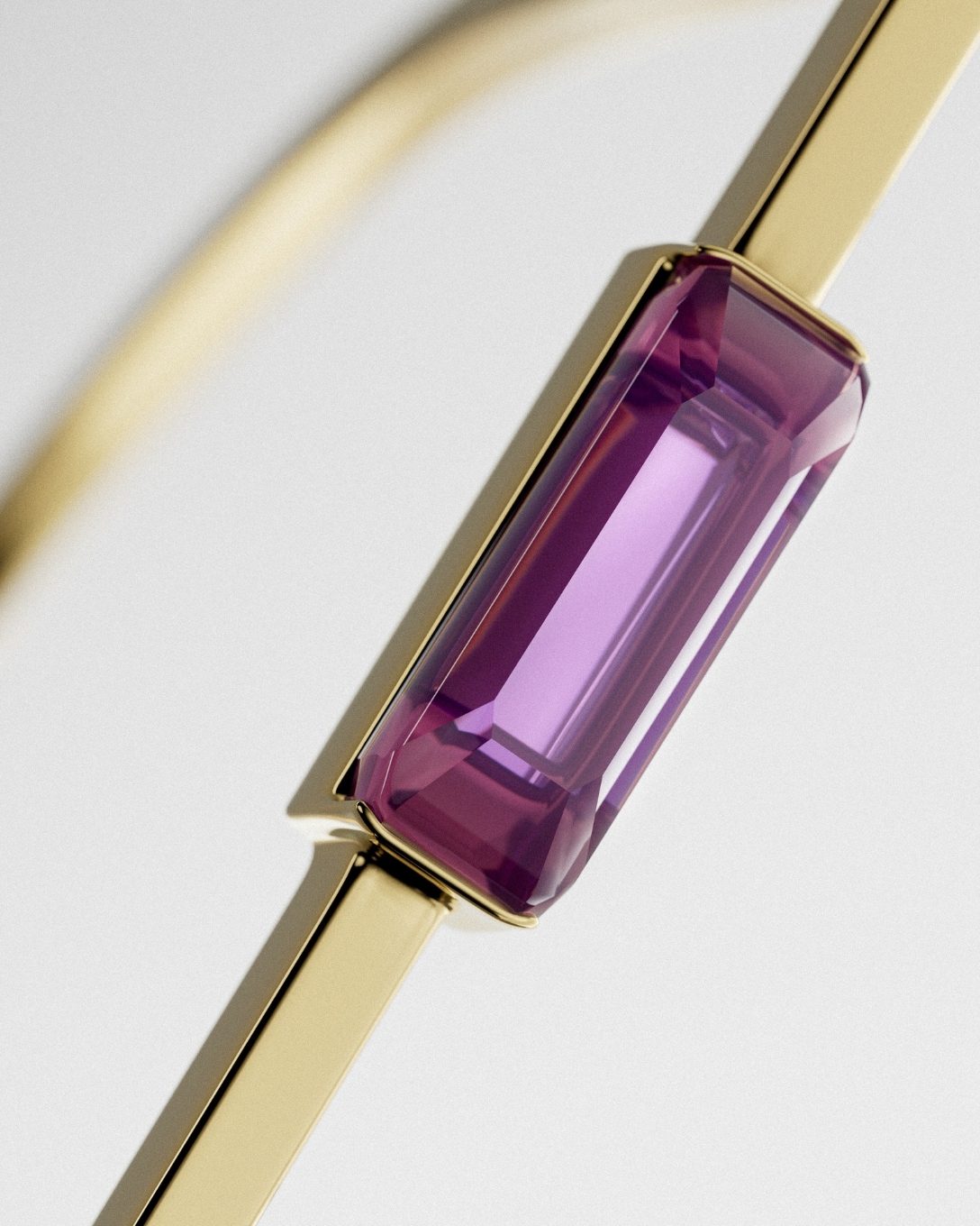 Amethyst yellow gold Baguette ring