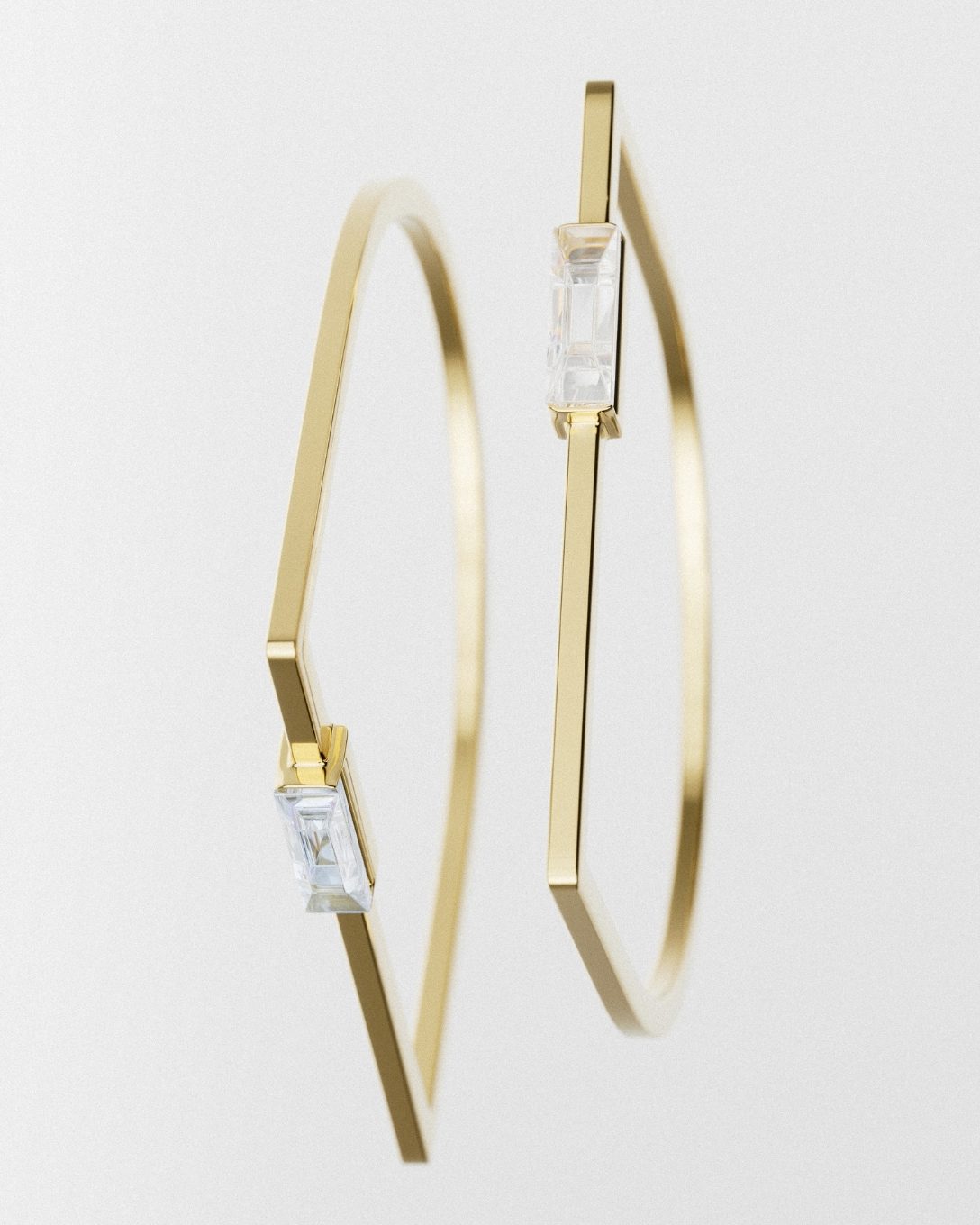 Inel Baguette din aur galben cu diamant natural