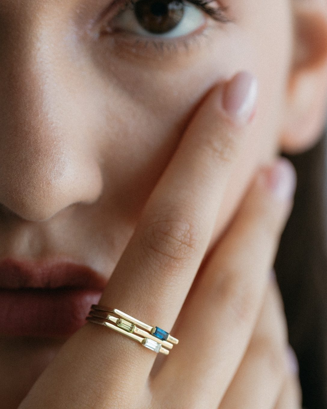 Inel Baguette din aur galben cu diamant natural