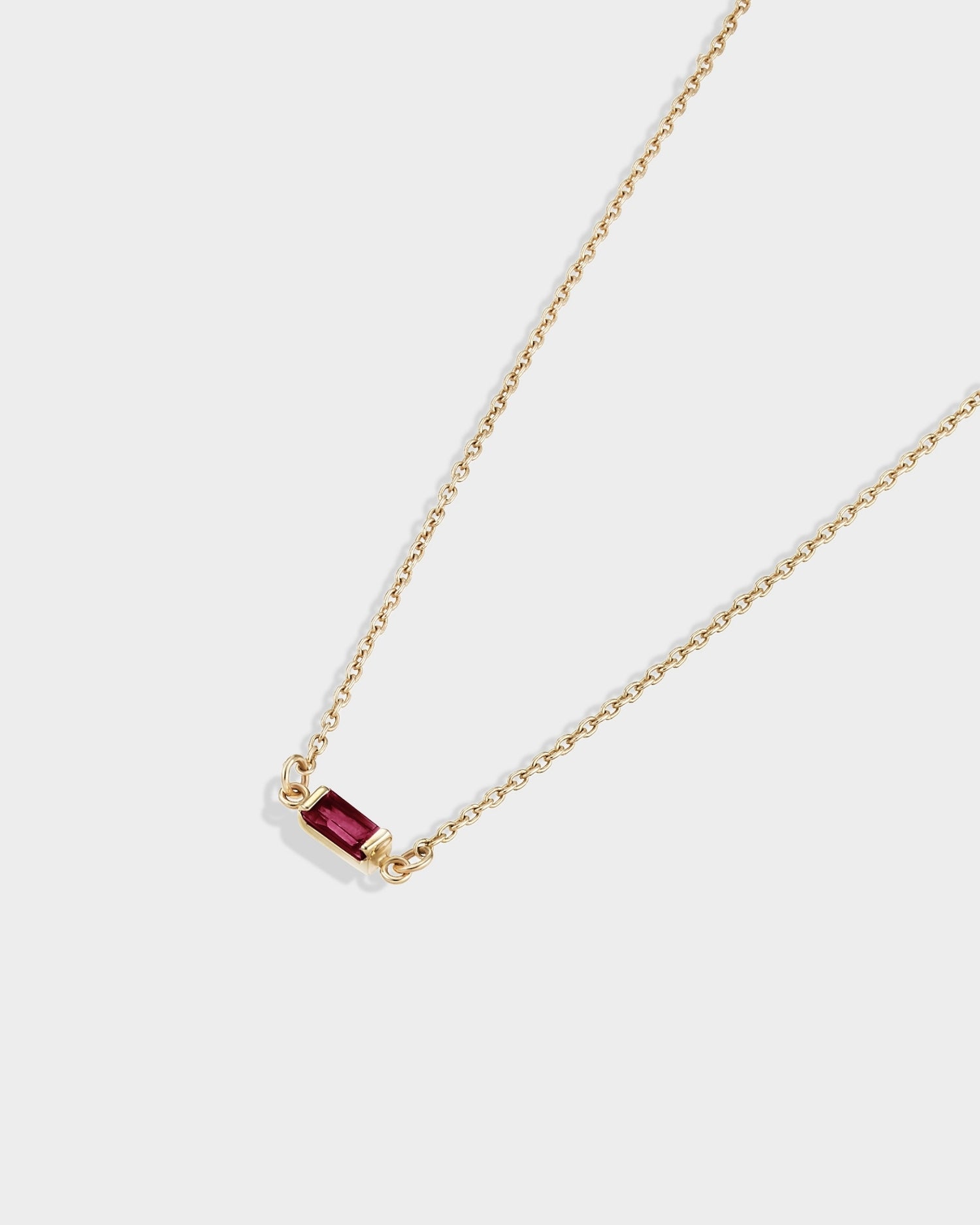 Baguette 14k gold bracelet with ruby gemstone