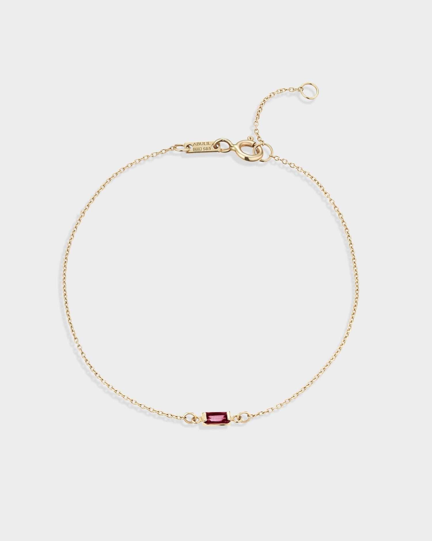 Baguette 14k gold bracelet with ruby gemstone