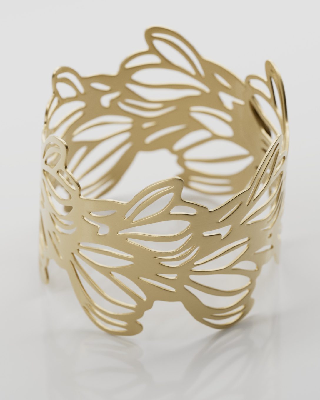 Yellow gold magnolia fixed bracelet
