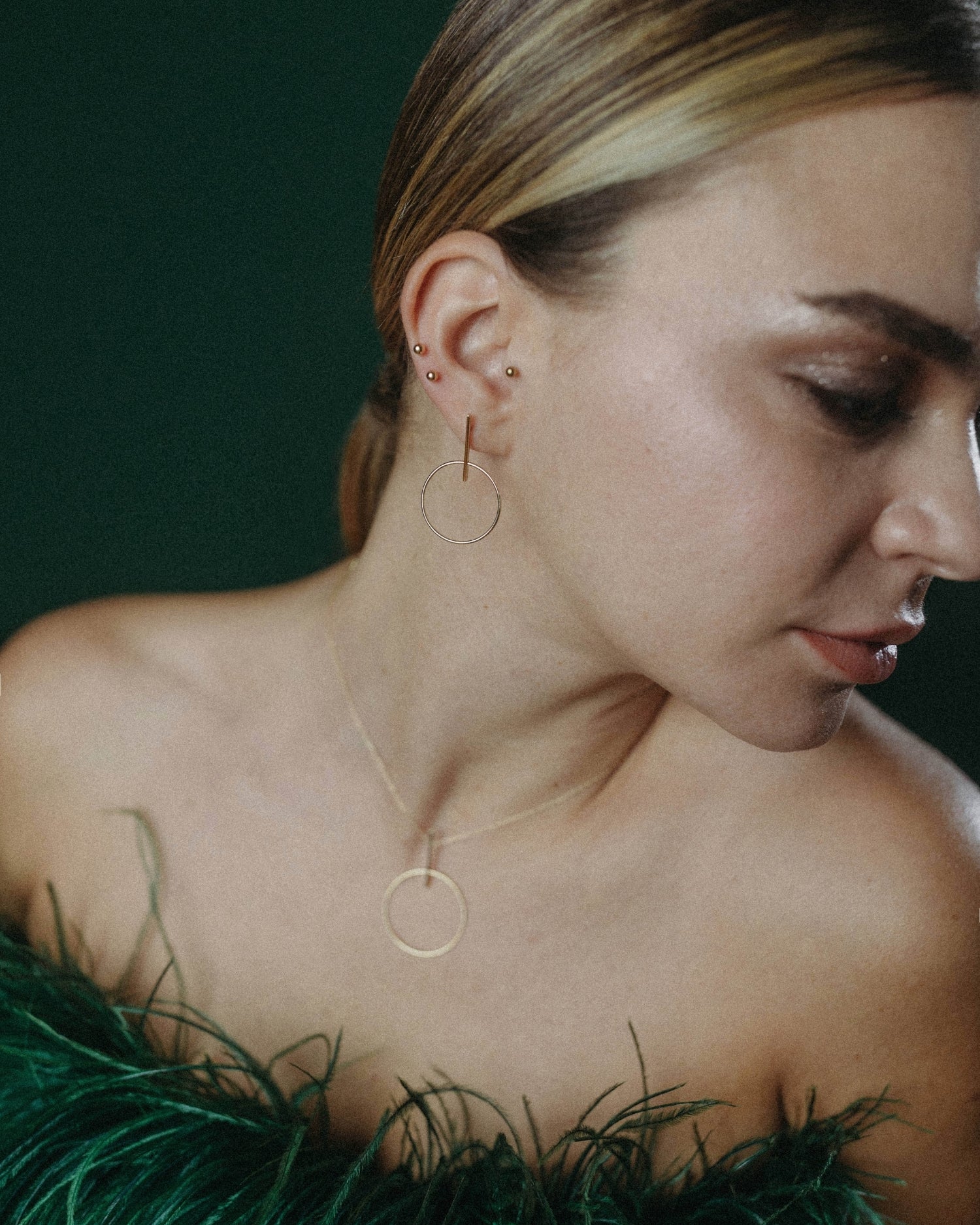 Cercei circle and line xl din aur galben