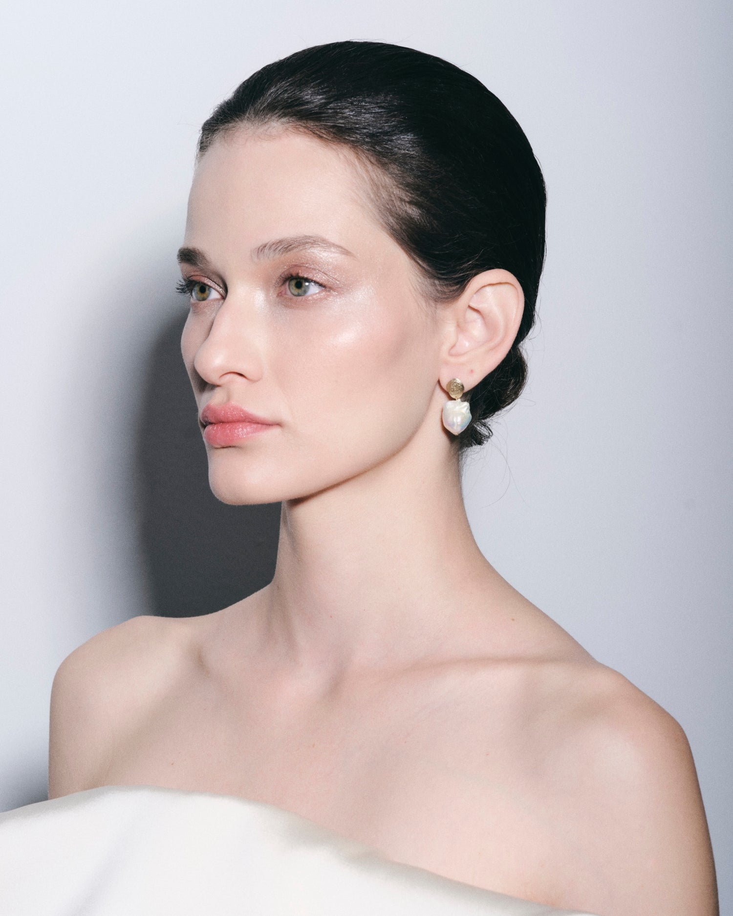 Cercei waterdrop din aur galben cu perlă barocă naturală