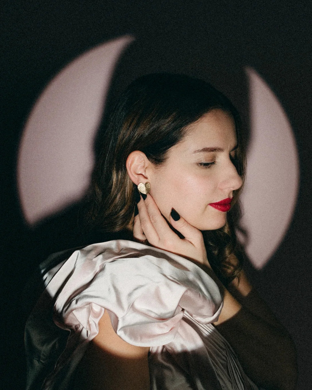 Cercei inimă plină din aur galben