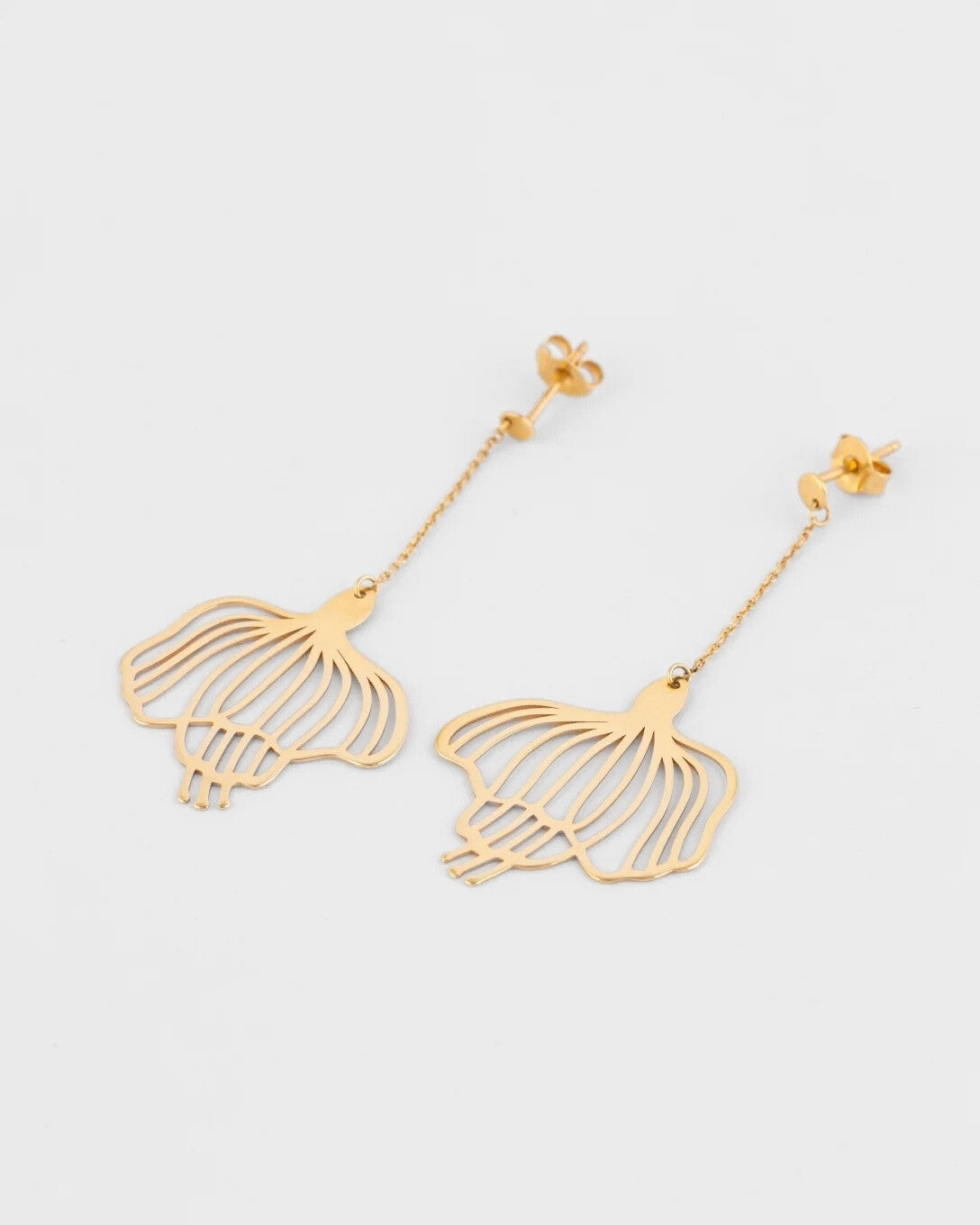 Cercei cu mac din aur galben