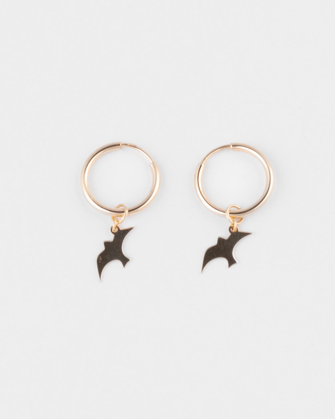 Small yellow gold bird hoop earrings