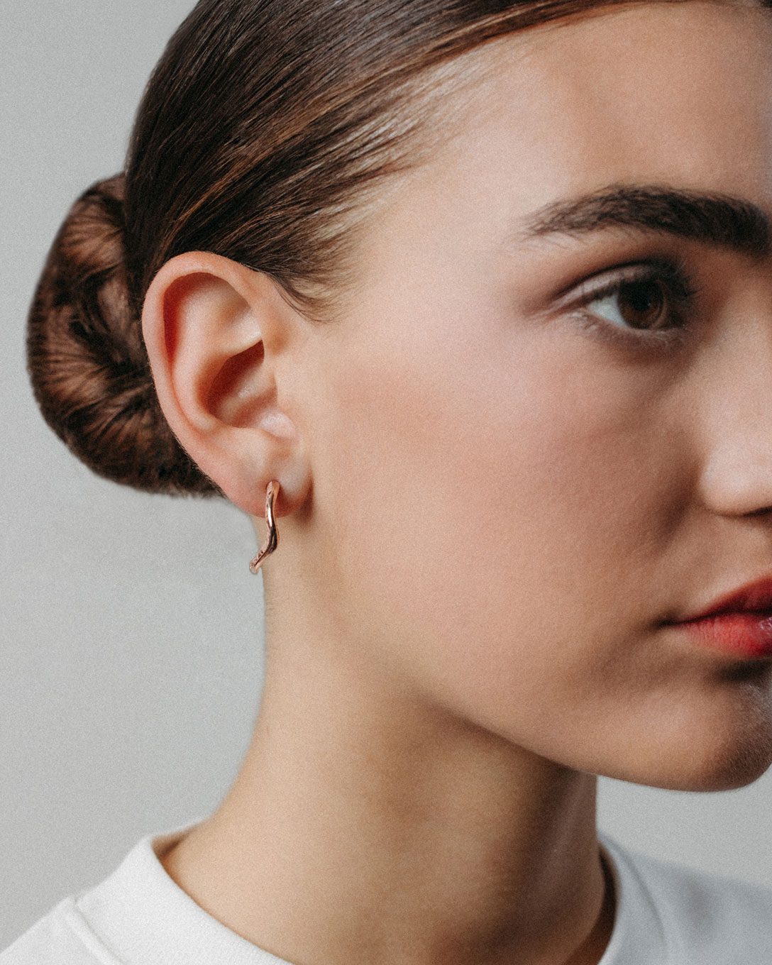 Rose gold Melted structure earrings