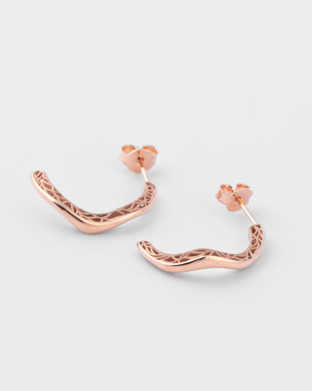 Rose gold Melted structure earrings