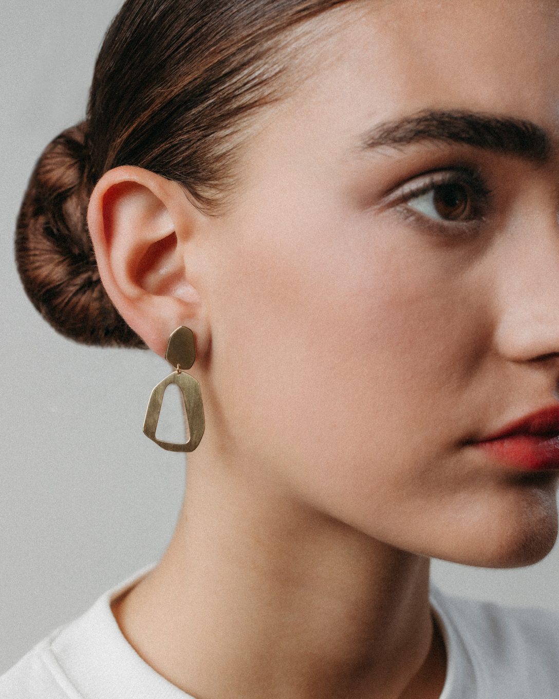 Long yellow gold Rough earrings