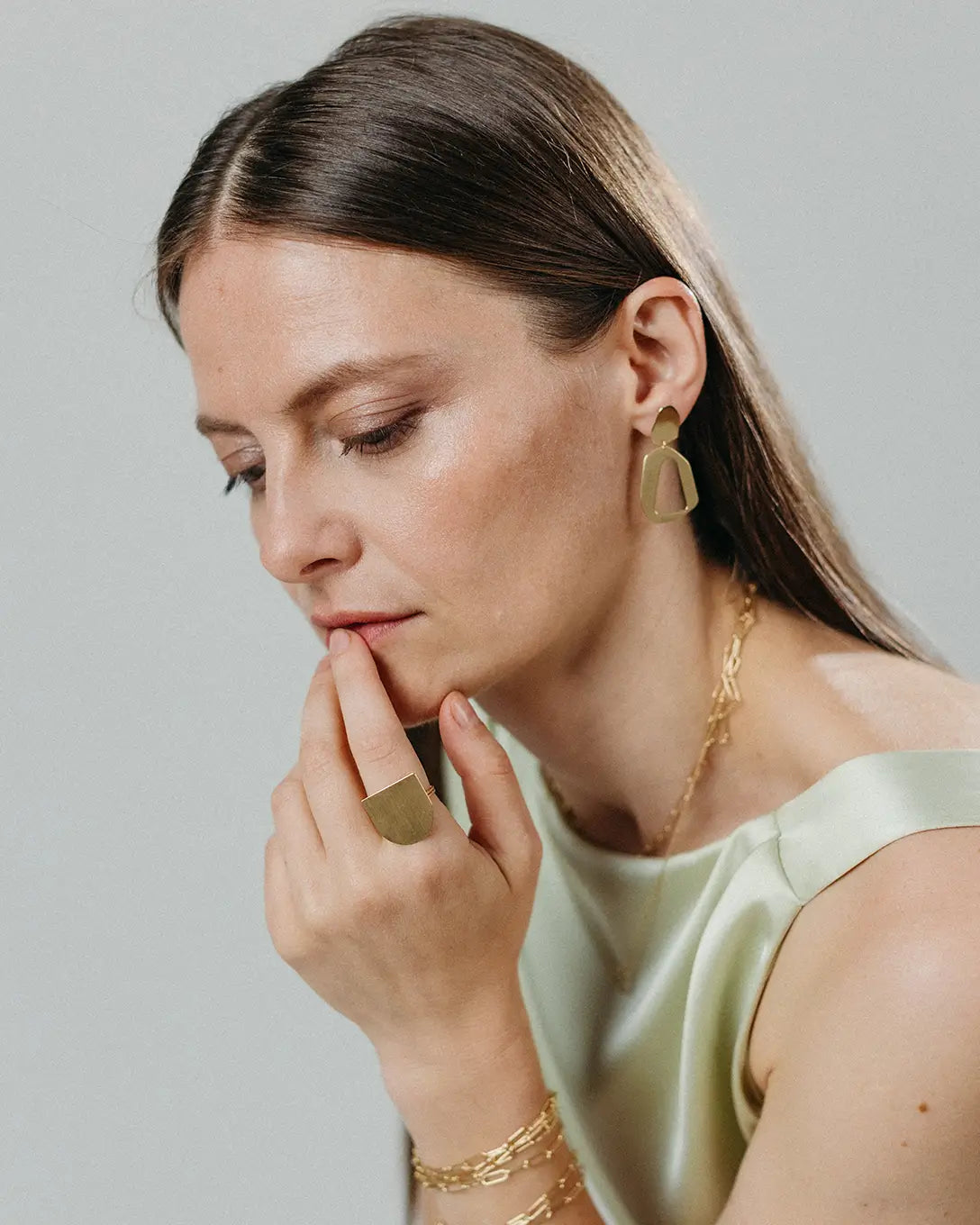 Long yellow gold Rough earrings