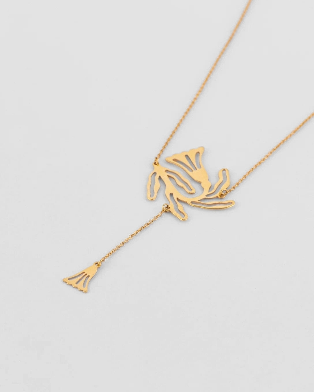 Lanț cu flori de clopoțel din aur galben