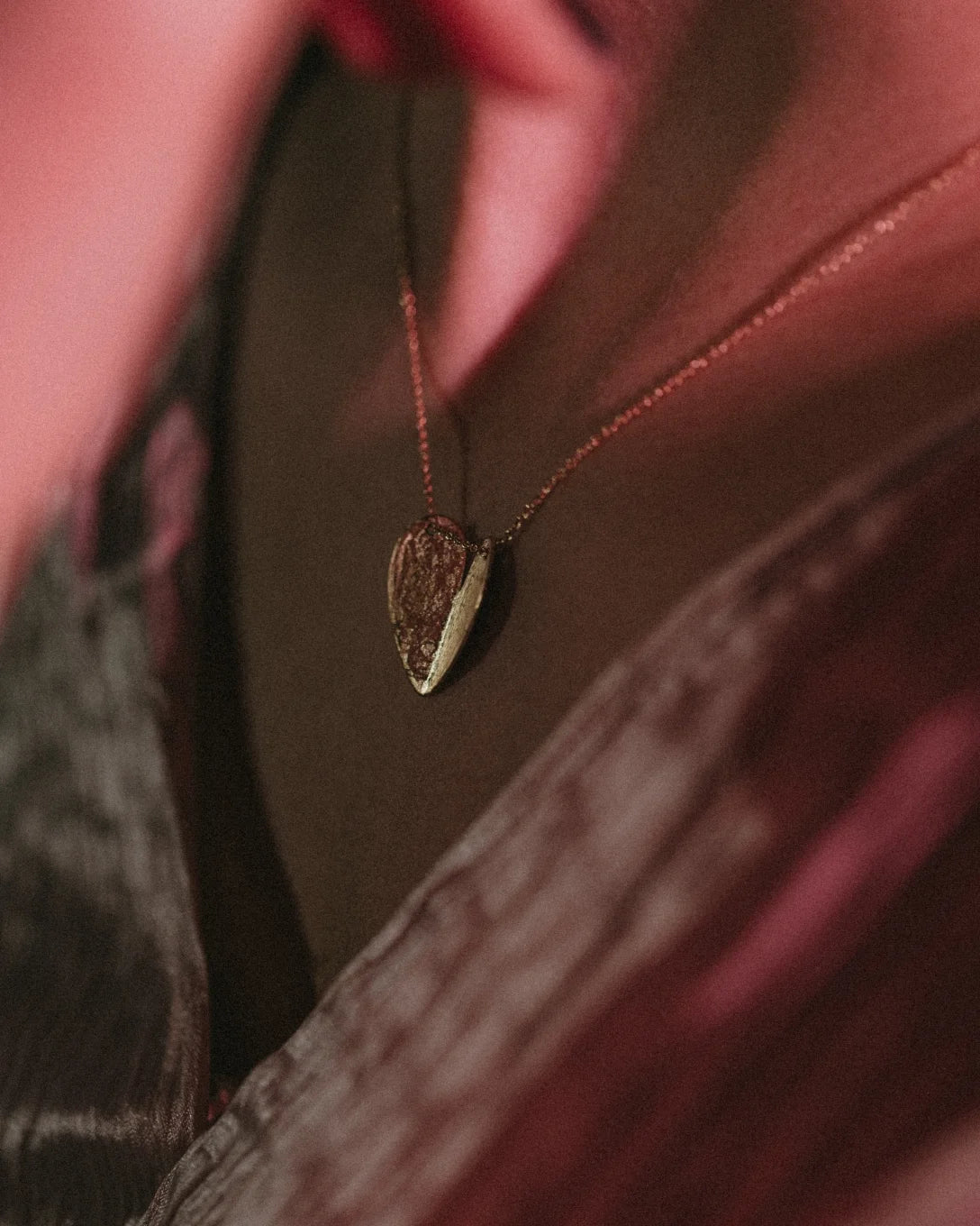 Lanț inimă plină din aur galben