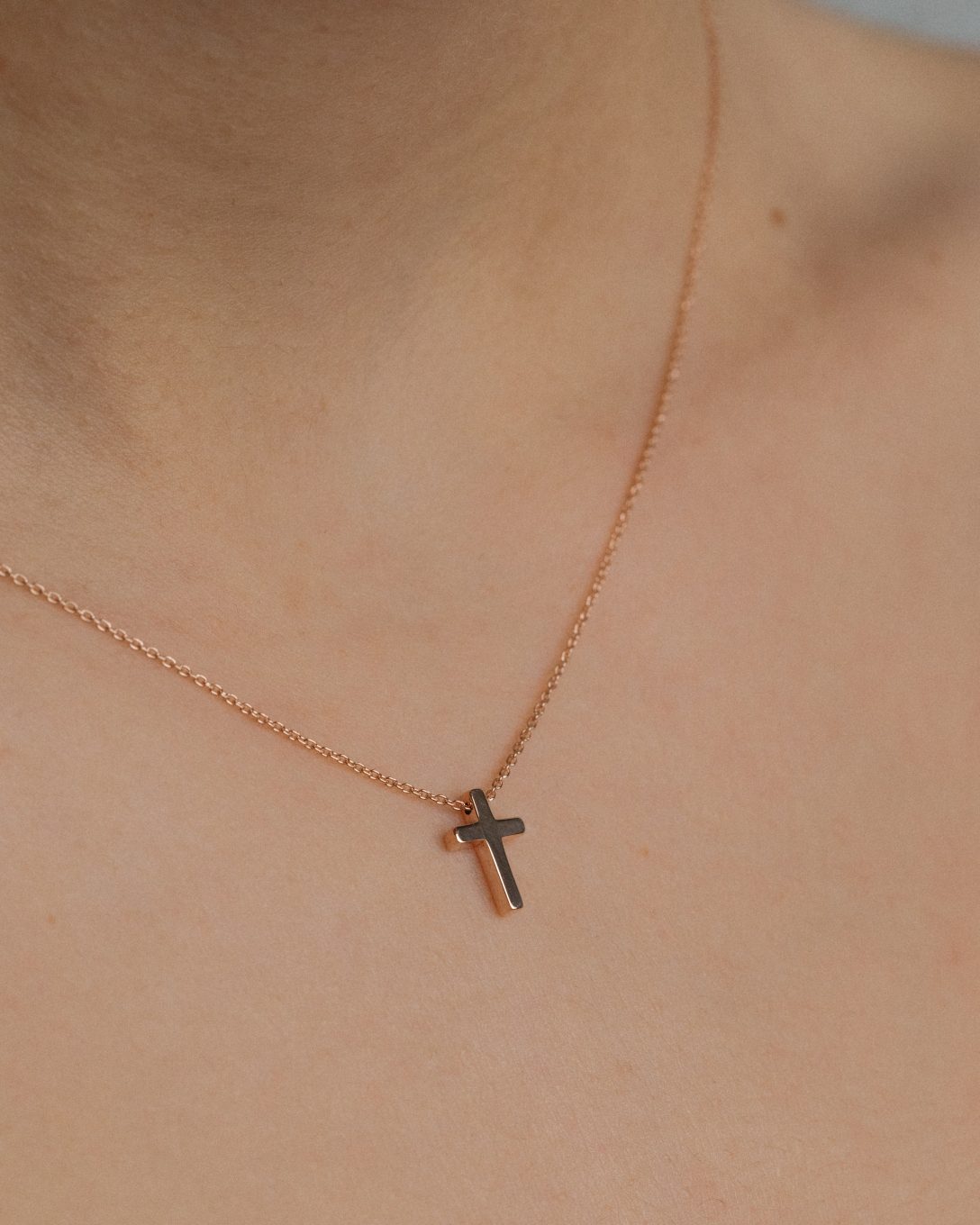 Rose gold cross necklace