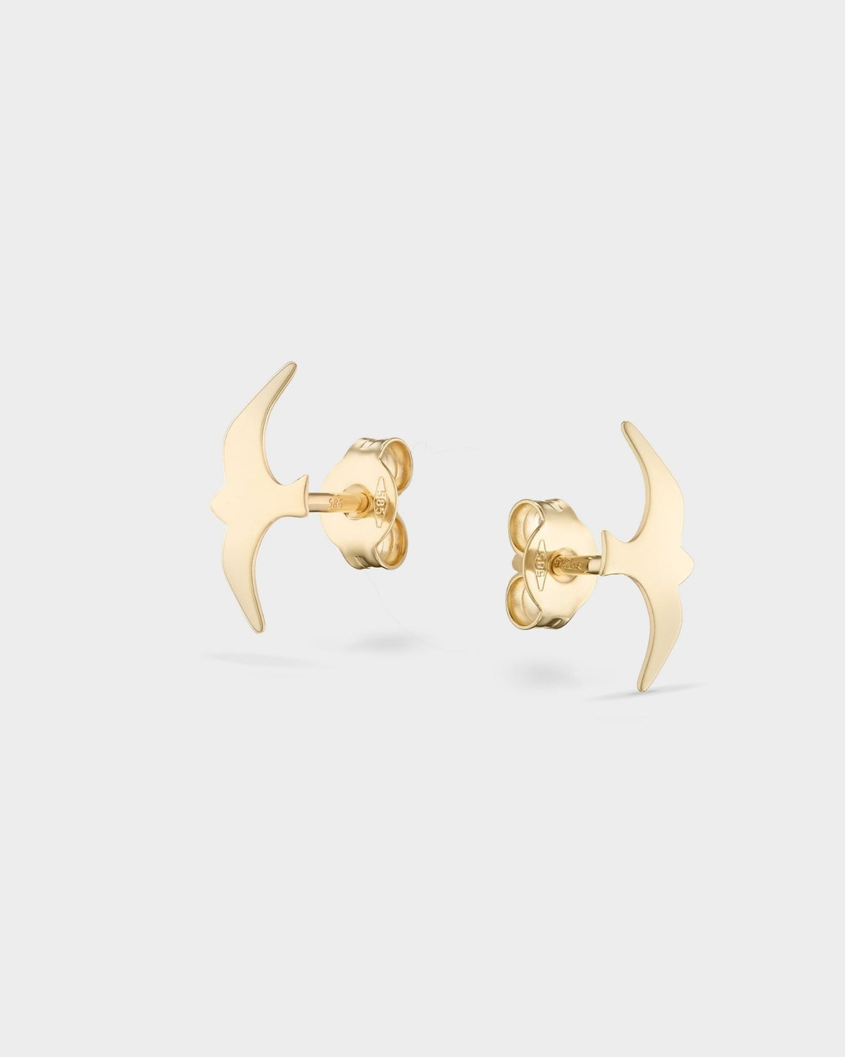 Yellow gold bird stud earrings