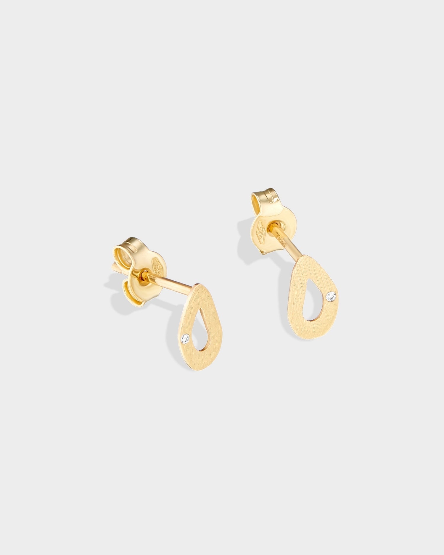14k gold mini seashell studs with natural diamonds