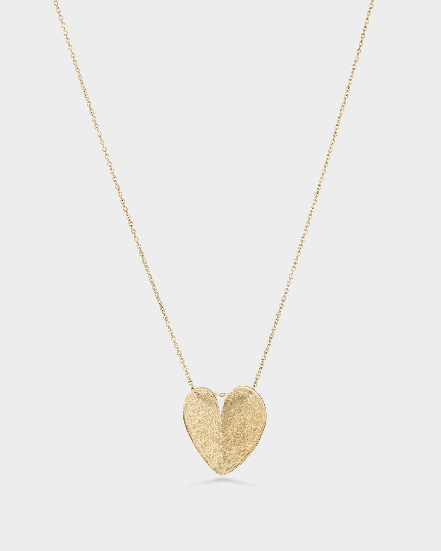 Yellow gold solid heart necklace