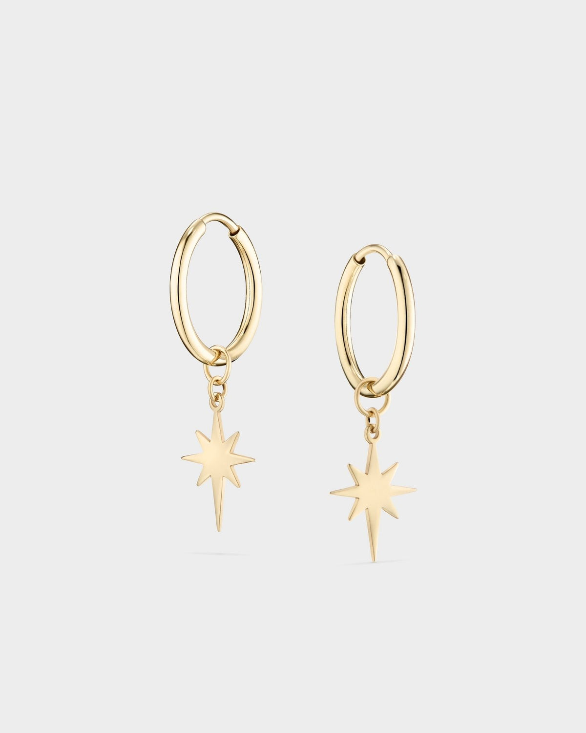 Small yellow gold star hoop earrings