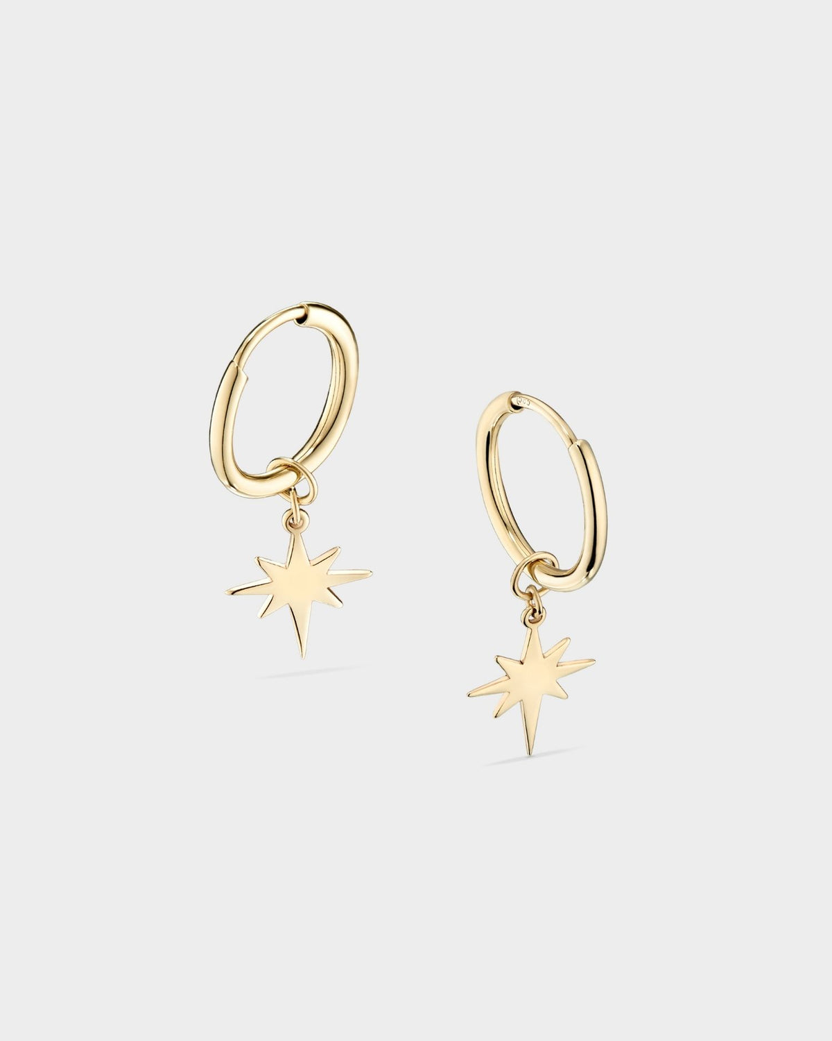 Small yellow gold star hoop earrings