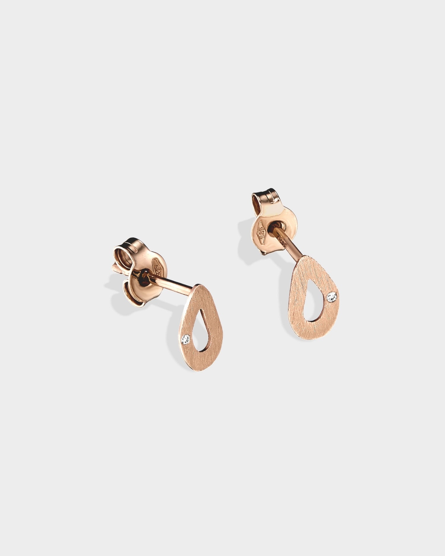 14k rose gold mini seashell studs with natural diamonds