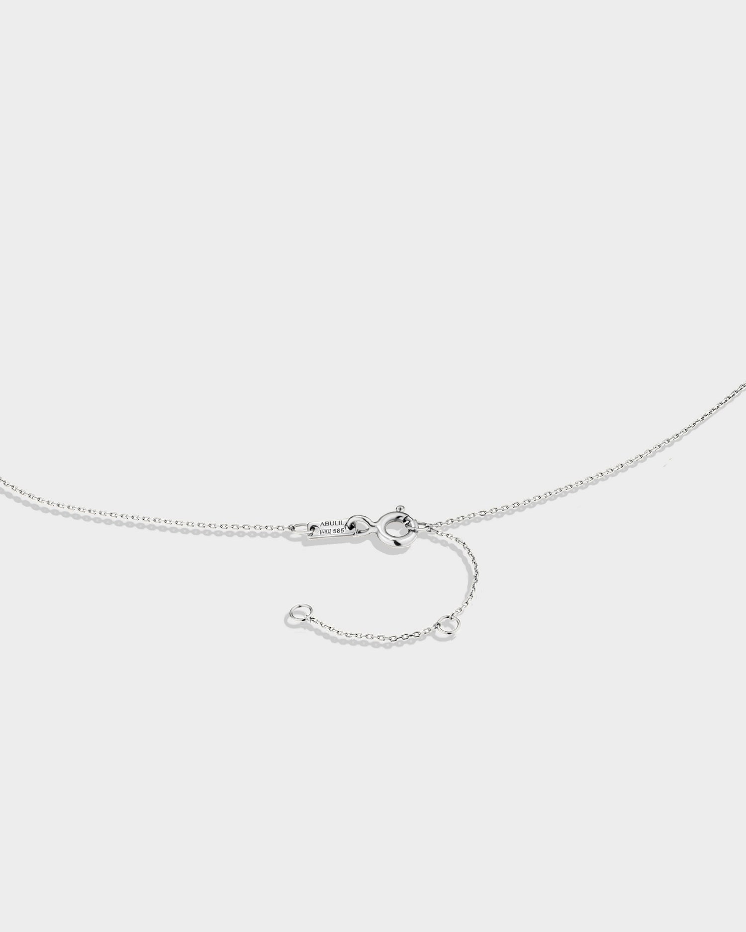 14k white gold mini seashell necklace with natural diamond