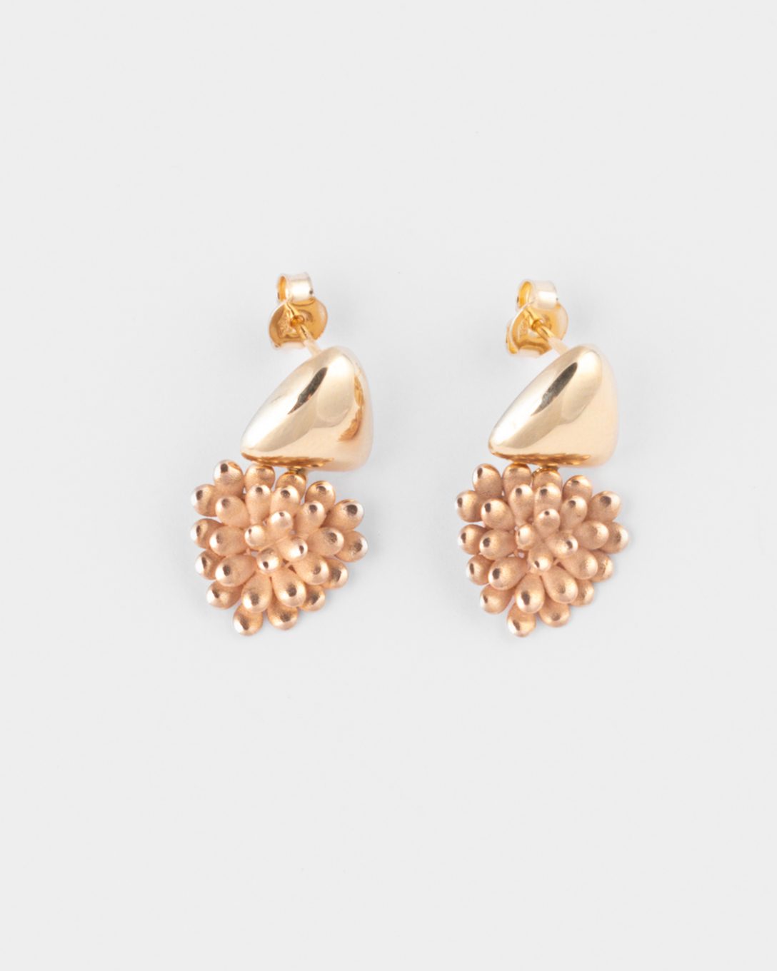 Yellow and rose gold flower earrings