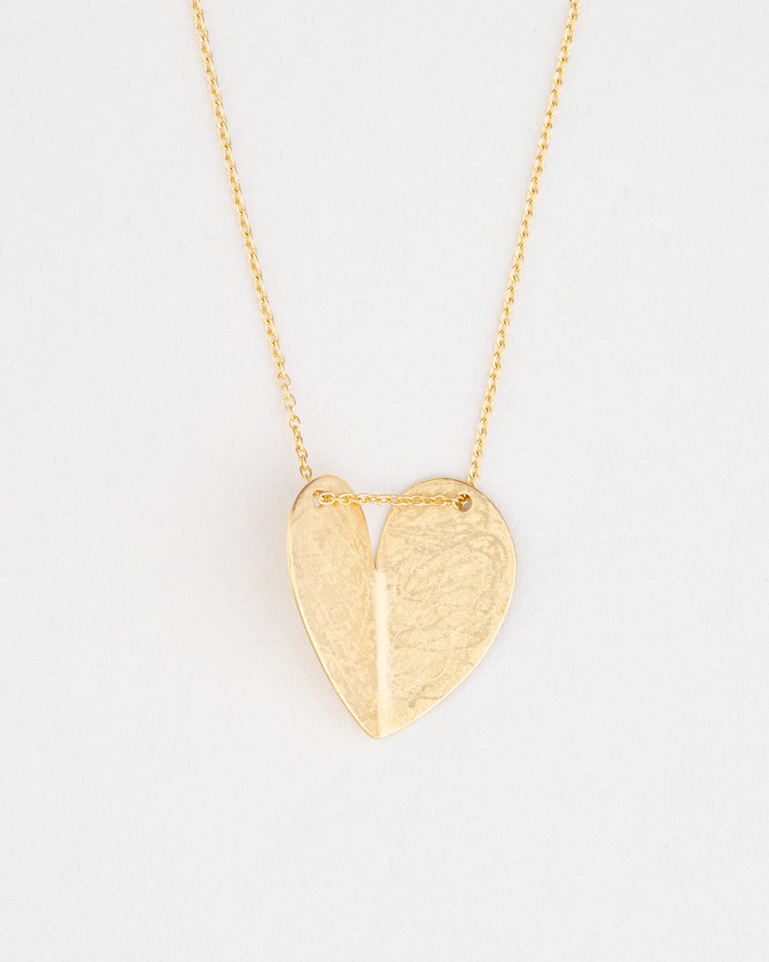 Lanț inimă plină din aur galben