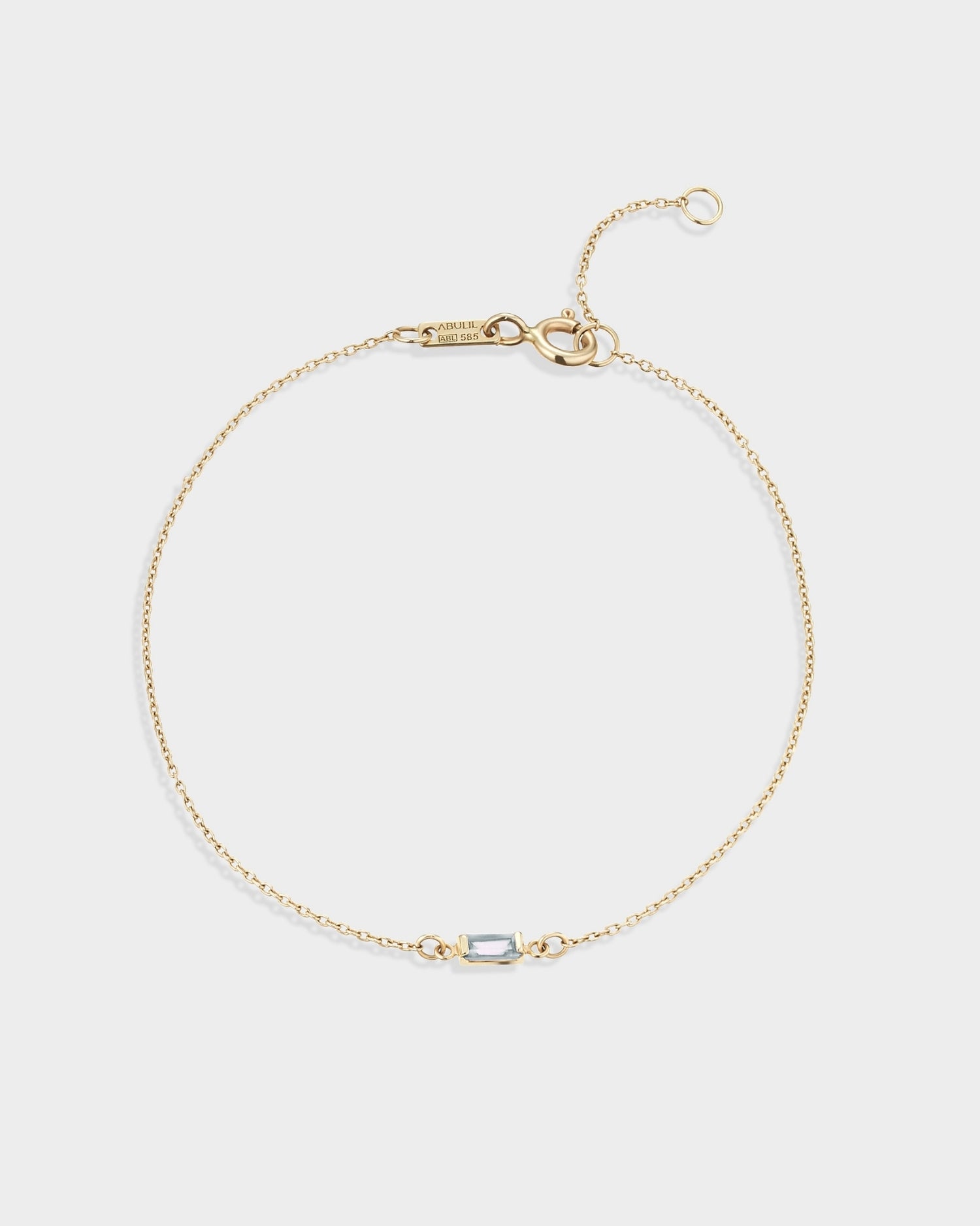 Baguette 14k gold bracelet with aquamarine gemstone