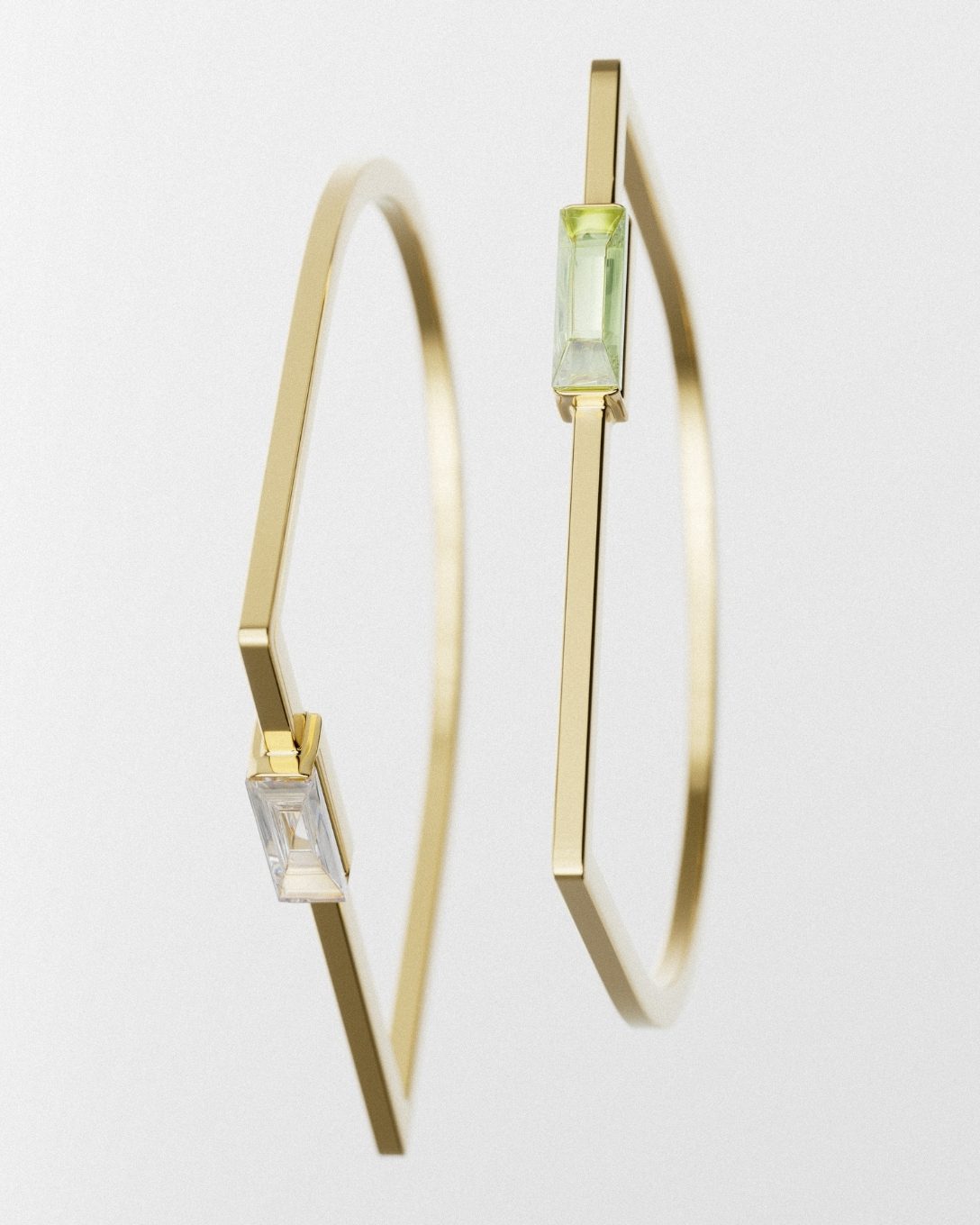 Inel Baguette din aur galben cu peridot