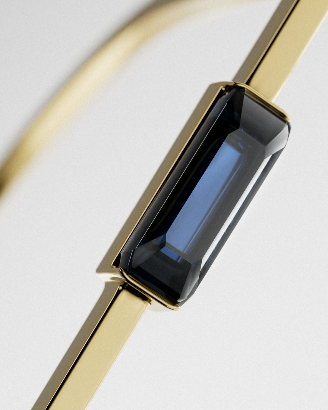 Inel Baguette din aur galben cu safir