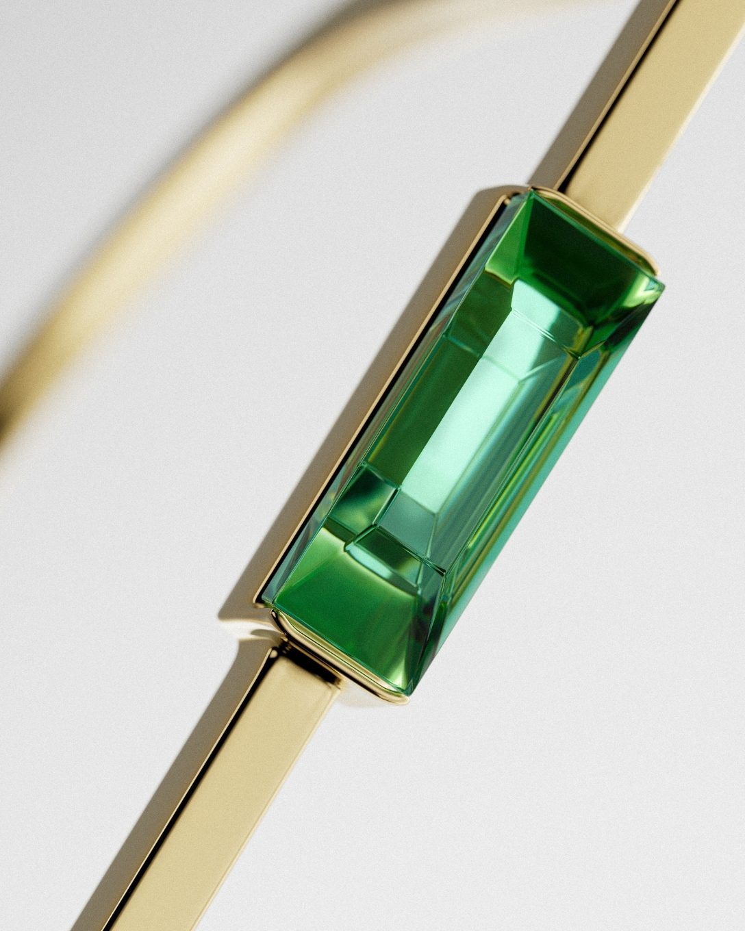 Inel Baguette din aur galben cu smarald