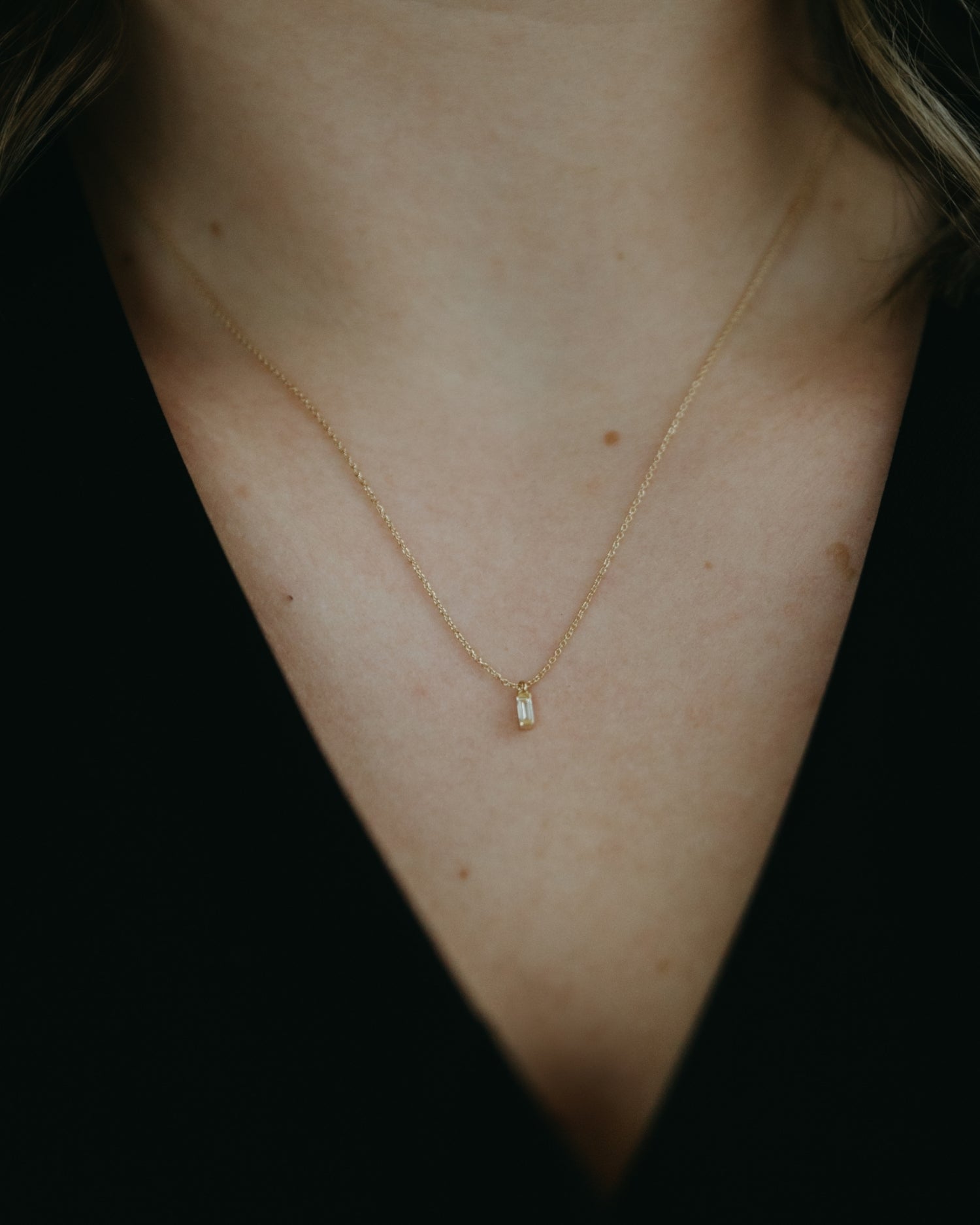 Lanț Baguette din aur galben cu diamant natural