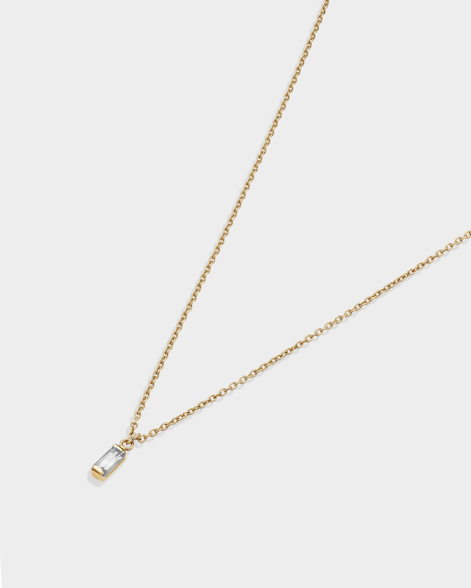 Baguette 14k gold necklace with natural diamond