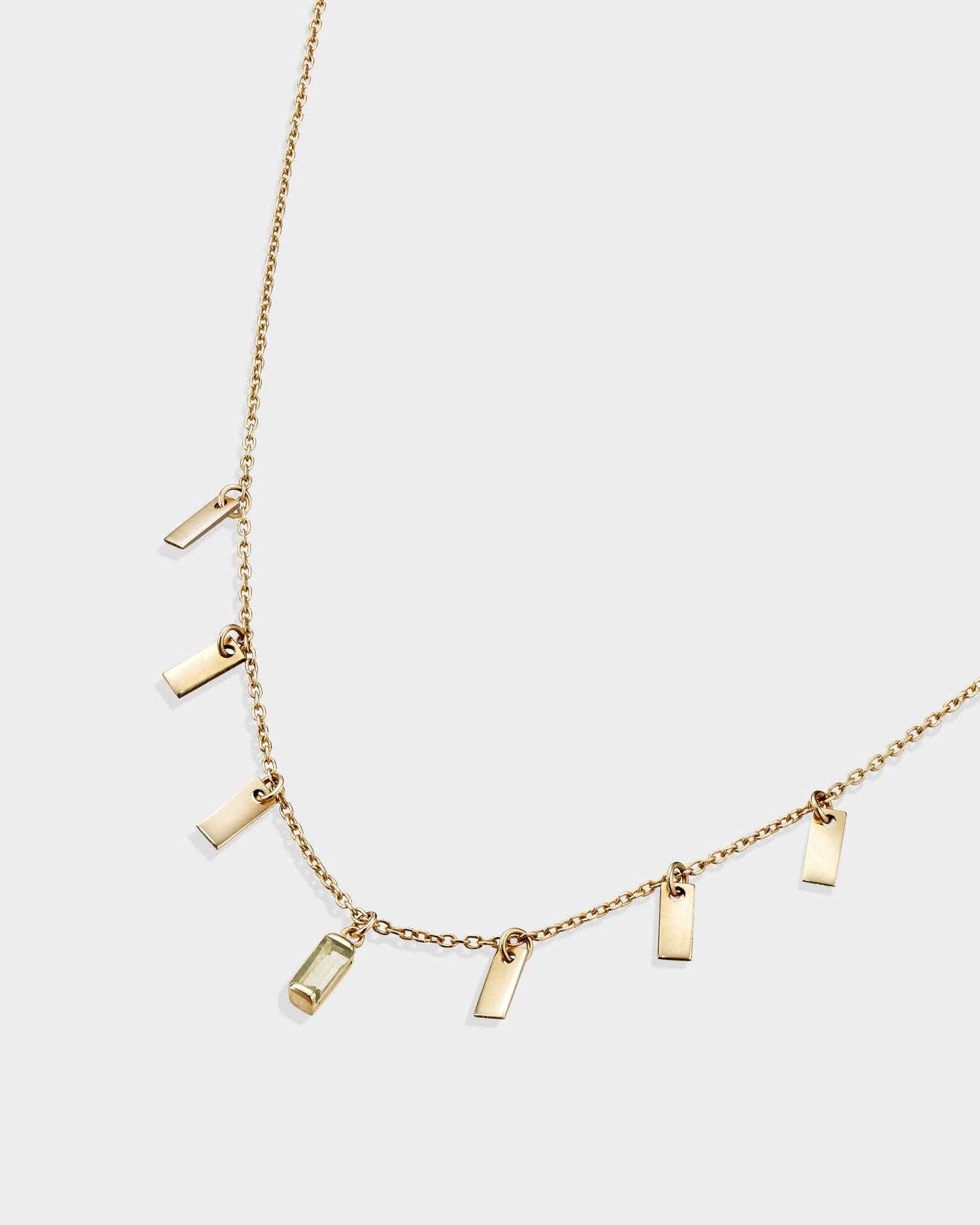 Lanț Baguette salbă din aur galben cu peridot