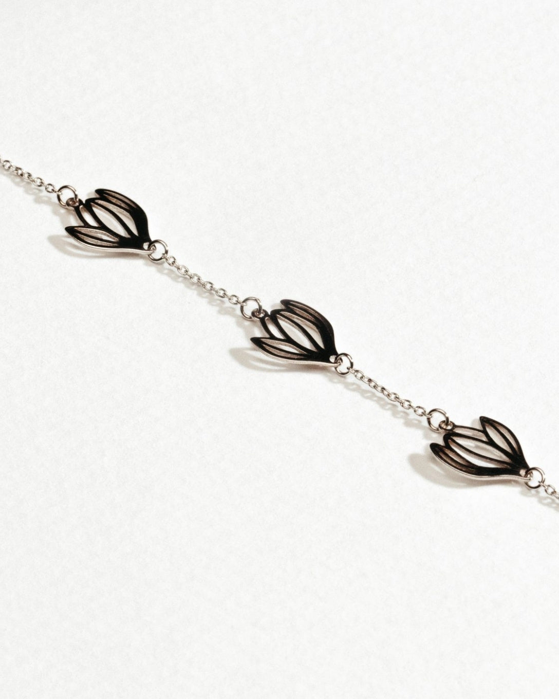 White gold magnolia bracelet